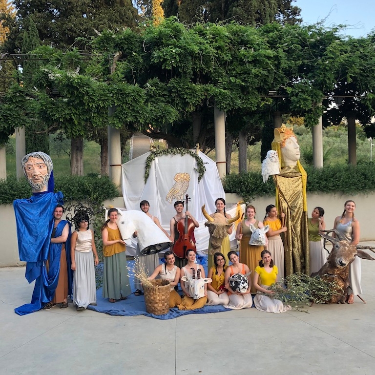 Group photo of the summer 2019 Commedia dell'Arte class in their final presentation costumes